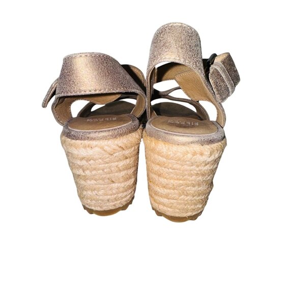 Eileen Fisher Beckon Espadrille Wedge Sandal Platinum Metallic Bronze Wedge 6.5 - Picture 9 of 11